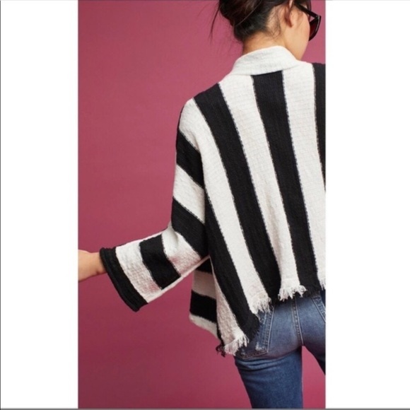 Anthropologie Moth Fringed and Striped Cardigan - Picture 2 of 8